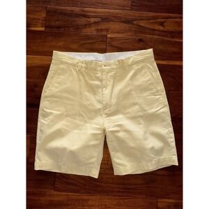 Roundtree & Yorke Mens Yellow Chino Shorts Flat Front Size 36